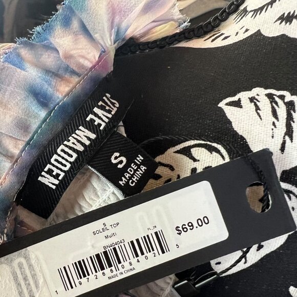 Steve Madden | Soleil Abstract Floral Chiffon Top | S - Picture 10 of 11